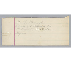 Note on paper: address of Nathan Gunnegle