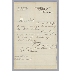 Letter from Thomas Marshall to Morrison Foster