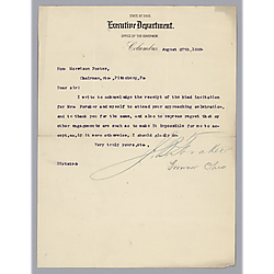 Letter from Gov. J. Foraker (Ohio) to Morrison Foster