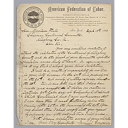 Letter from Samuel Gompers to Morrison Foster