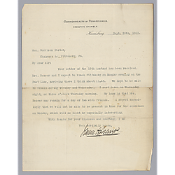 Letter from Governor James Beaver (PA) to Morrison Foster