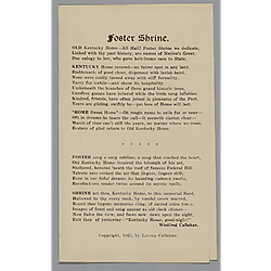 Pamphlet, My Old Kentucky Home
