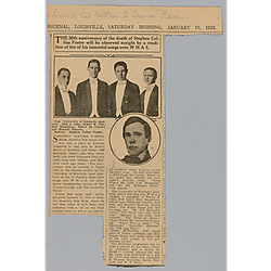 News clipping, 59th Anniversary of Stephen C. Foster's Death