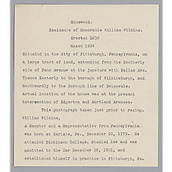 Description of "Homewood," Home of William Wilkins