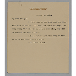 Letter from Julie McIlvaine to Evelyn Morneweck