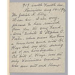 From Mrs. William Shakespeare Hays to Josiah Lilly