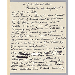 From Mrs. William Shakespeare Hays to Josiah Lilly