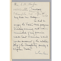 From Mrs. J. H. Harker to Fletcher Hodges, Jr.