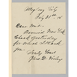 Letter from Jane (Foster) Wiley to Morrison Foster