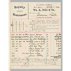 July 1894 royalty statement from William A. Pond & Co.