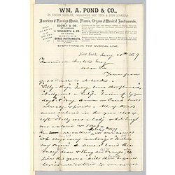 Letter from William A. Pond & Co. to Morrison Foster