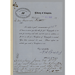 Letter from Library of Congress to Morrison Foster