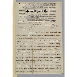 Letter from Oliver Ditson & Co. to Morrison Foster