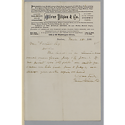 Letter from Oliver Ditson & Co. to Morrison Foster