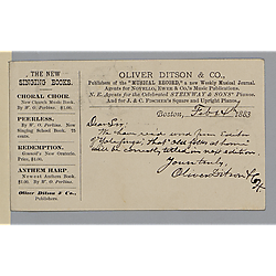 Postcard from Oliver Ditson & Co. to Morrison Foster