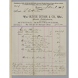 January 1883 royalty statement from Oliver Ditson & Co.