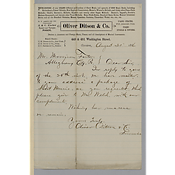 Letter from Oliver Ditson & Co. to Morrison Foster