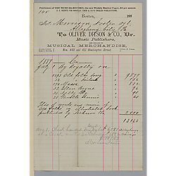 July 1887 royalty statement from Oliver Ditson & Co.