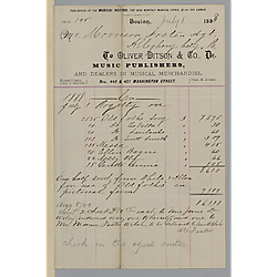 July 1888 royalty statement from Oliver Ditson & Co.