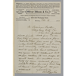 Letter from Oliver Ditson & Co. to Morrison Foster