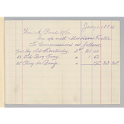 July 1884 royalty statement from William A. Pond & Co.