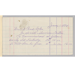 January 1884 royalty statement from William A. Pond & Co.