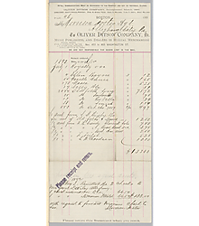 July 1892 royalty statement from Oliver Ditson & Co.