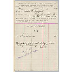 January 1897 royalty statement from Oliver Ditson & Company