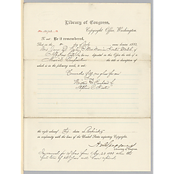 Library of Congress copyright certificate for "Comrades Fill No Glass for Me"