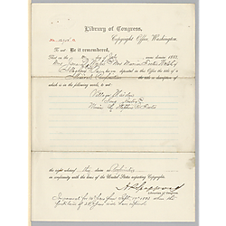 Library of Congress copyright certificate for "Village Maiden"