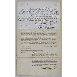 Notice: Land Warrant for Andrew Black; attach: document stating Andrew Black has appointed Thomas Hamilton as his attorney