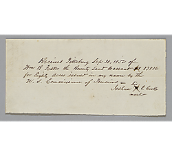 Land warrant receipt no. 17.816 signed by Joshua Cook