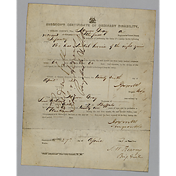Surgeon's certificate of ordinary disability; Myron Gray, U.S. Army