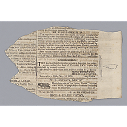 Newspaper notice; "Dissolution of Thornton and Foster partnership"
