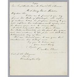 Letter from Captain Overton Carr to Thomas B. Florence