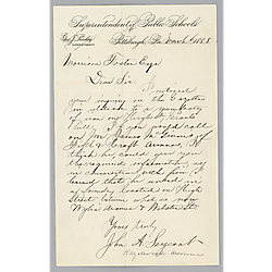 Letter from John A. Sargent to Morrison Foster