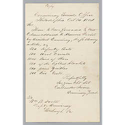 Letter from Commissary General's office to Morrison Foster (2 copies of 1814 dispatches, response to inquiry)