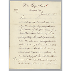 Letter from John Tweedale of War Department to unknown (probably Morrison Foster)