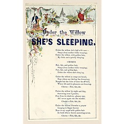 Under the willow she's sleeping. Text Text