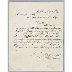 From J.D. Fraser of the Music Committee of the Trade's Mens industrial Institute