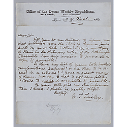 From WL Luisley of the Lyons Weekly Republican to Morrison Foster