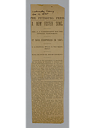 "A new Foster song: Mrs. J.J. Vandergrift has the original manuscript"