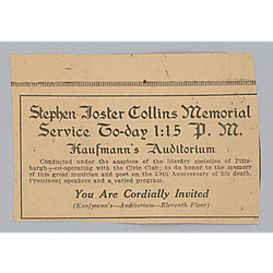 Ad for Foster Memorial Service