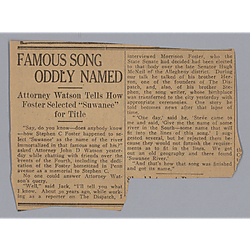 "Famous Song Oddly Named: Attorney Watson Tells How Foster Selected "Suwanee" for Title"
