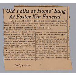 "Old Folks at Home sung at Foster Kin Funeral"