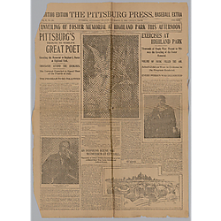 "Unveiling of Foster Monument Memorial at Highland Park this Afternoon," The Pittsburg Press
