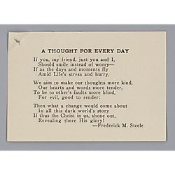 Poem, "A Thought for Every Day" by Frederick M. Steele