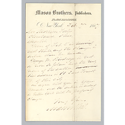 To Morrison Foster from Mason Brothers Publishers