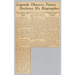 "Legends Obscure Foster, Declares His Biographer"