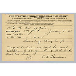 Telegram to Morrison Foster from C.K. Thornton